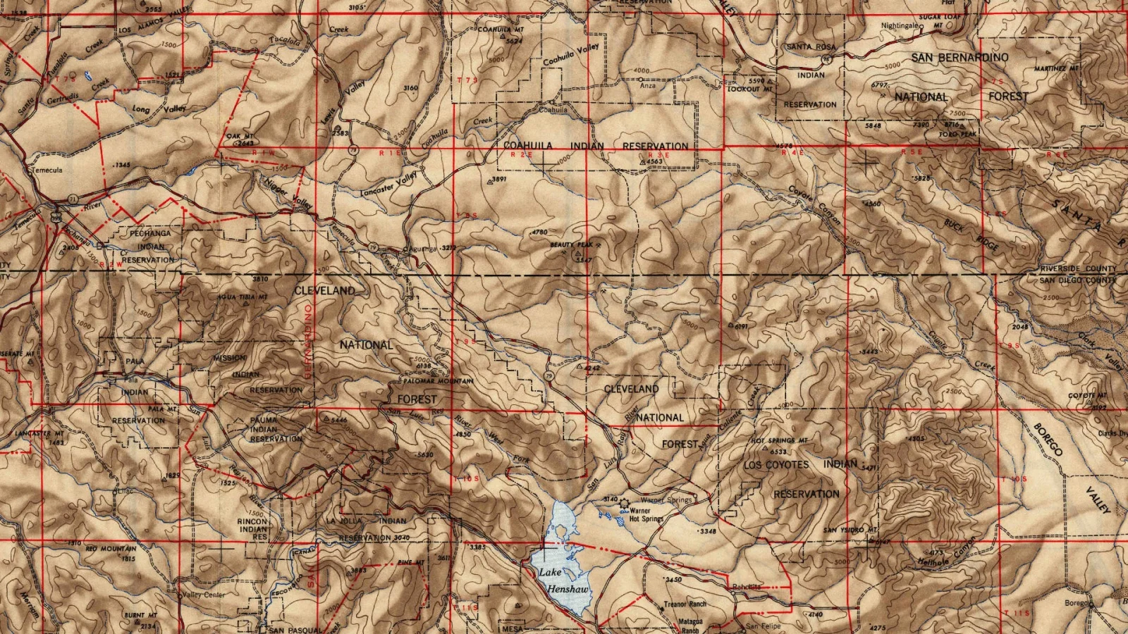 1949 USGS Santa Ana 1:250,000 topographic quadrangle.