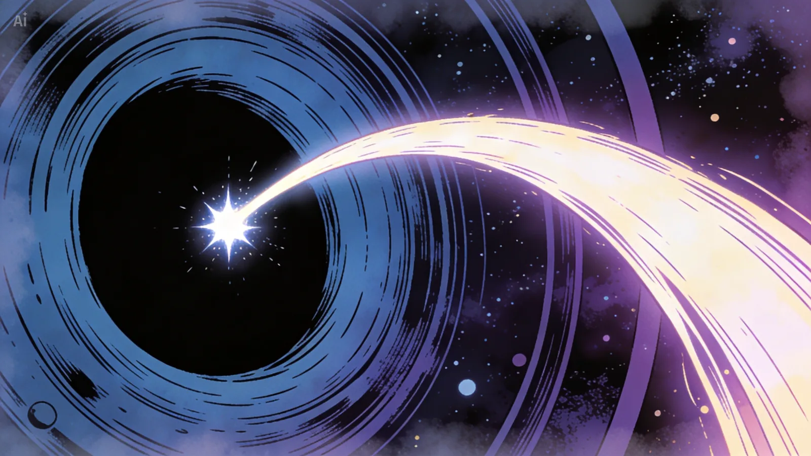 A massive star at the moment of failed supernova — being drawn inward toward a perfect black event horizon at its center. Light bends around the edge into an Einstein ring. The star's outer layers are sucked in, not blown out.